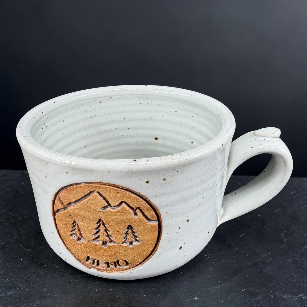 Clay Pen Pottery Reno Nevada Mountain Trees Speckled Gray Oversized Mug 6in